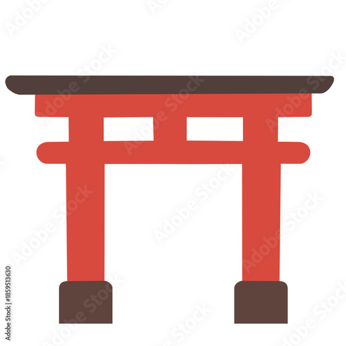 Japanese Torii Gate Flat Icon Illustration