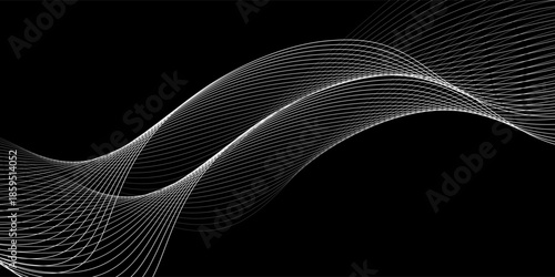 Abstract flowing line digital technology, smooth particle wave, big data techno design concept background wallpaper, vector eps