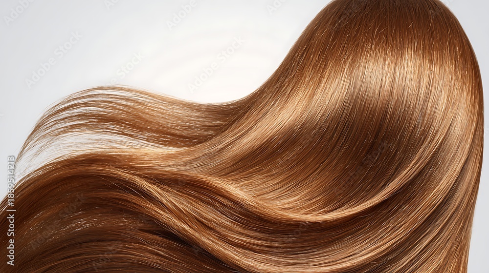 Fototapeta premium Shiny Brown Hair Wave Texture / 艶やかな茶色の髪のウェーブテクスチャ