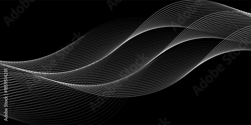 Abstract flowing line digital technology, smooth particle wave, big data techno design concept background wallpaper, vector eps