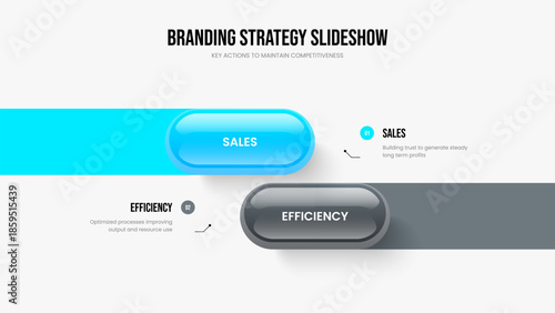 Visual Showcase Slideshow Layout Vector Illustration. Digital Performance Two Element Infographic Slide Design. Corporate Introduction 2 Option Diagram Frame Template.