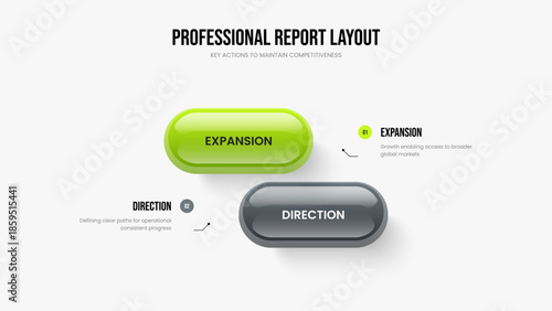 Creative Proposal 2 Option Infographic Slide Design. Marketing Campaign Two Element Diagram Frame Layout. Project Solution Presentation Template Vector Illustration.
