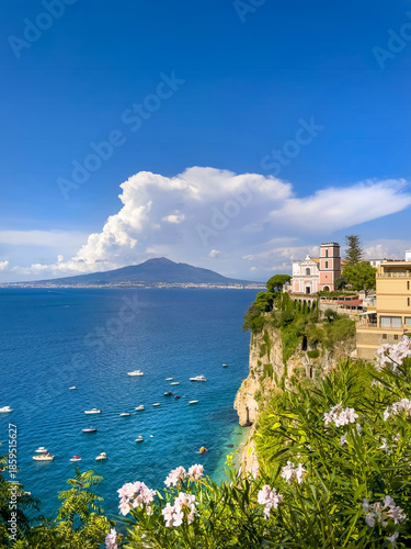 Photos Scenic coastal view of Mount Vesuvius seen from Vico Equense on the Sorrento Coast