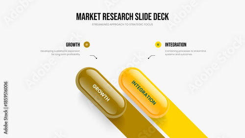Digital Campaign 2 Option Diagram Presentation Layout. Company Performance Frame Template Vector Illustration. Visual Plan Two Step Infographic Slide Design.