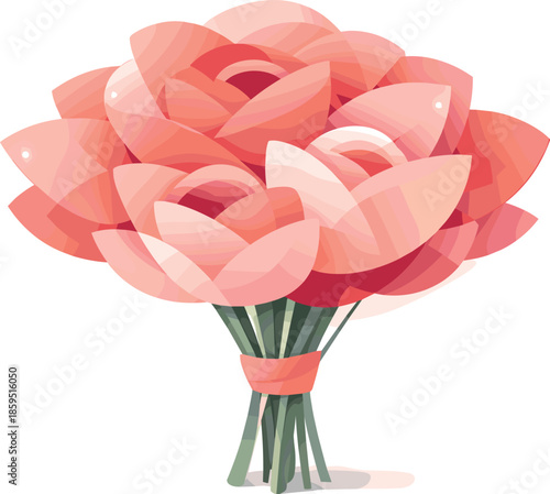 Abstract Rose Bundle. Abstract rose petals layered into a contemporary bundled arrangement, modern flat vector illustration