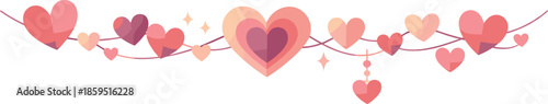 Modern Love Garland. Stylized hearts flowing together into a modern decorative garland, modern flat vector illustration