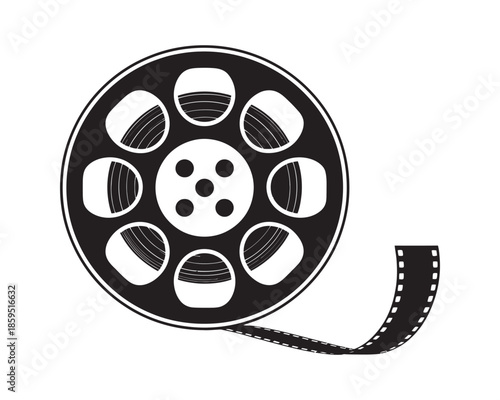 Classic Film Reel with Unspooling Cinematic Strip for Entertainment and Media