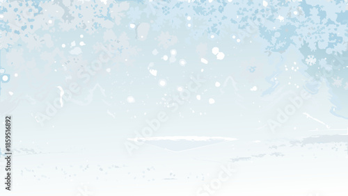Abstract winter background with snowy mountains and a light blue gradient