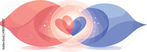 Soulmate Connection Illustration. Abstract composition expressing soulmate connection through flowing shapes and shared center,