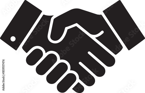 Black Silhouette Handshake Icon Symbolizing Agreement Partnership Trust Deal Cooperation and Business Relationship Concept