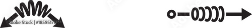 A simple illustration depicting two distinct spring and arrow symbols pointing in opposite directions on a white background