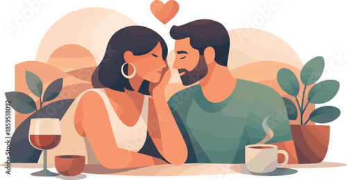 Modern Romantic Silhouettes. Abstract contemporary romance composition built from clean lines, rounded silhouettes, and visual