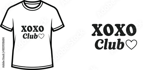Xoxo club typography vector illustration t-shirt print, flat design love friendship community graphic design illustration