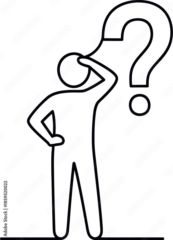 Fototapeta premium Person pondering with question mark