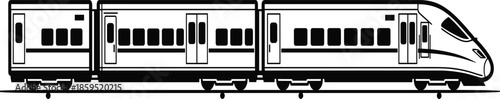 High speed passenger train silhouette illustration of modern electric railway transport isolated black vector rail transit design icon collection
