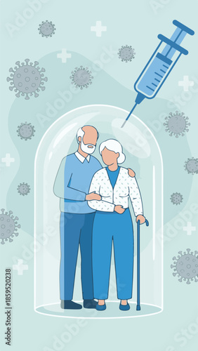 Senior couple protected by vaccination from coronavirus