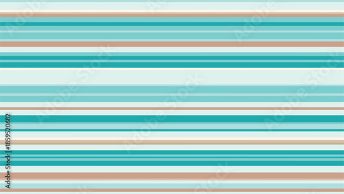 A seamless striped pattern with horizontal lines in various shades of turquoise, teal, aqua, and beige, creating a simple and modern background design.