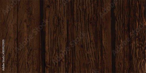 A vintage brown hardwood background features a natural dark grain pattern on a rough timber plank surface with an old weathered oak wall texture