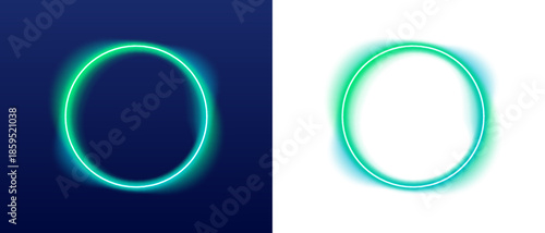 Abstract neon gradient circle floats on a dark background. Smooth colors blend softly with a subtle glowing effect. Perfect vector backdrop for logos, banners, and UI design.