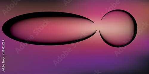 Abstract Macro Shot of Two Interconnected Bubbles with Gradient Background.