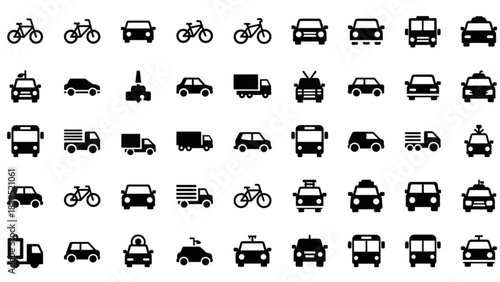 Collection of various vehicle icons on for design use
