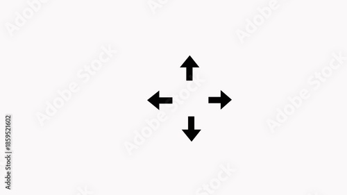 Four Arrows Pointing Inward on white Background converging center  arrows in black color pointing in four directions creating a vibrant futuristic sign.