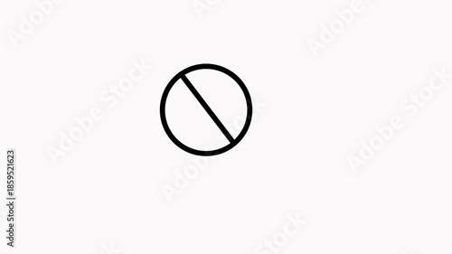 International prohibition mark ,black round stop sign with alpha channel background. Transparent isolated traffic warning symbol , motion graphics, and road safety design.