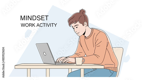 motivational work activity illustration emphasizing positive work mindset and productivity