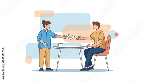 Professional Job Interview Scene with Candidate and Interviewer in Office Setting