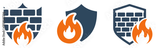 firewall internet security icon set