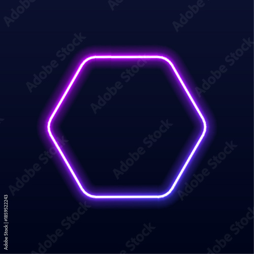 Set of neon hexagon frames with glowing corners and soft highlights on a dark abstract mesh. Geometric shapes emphasize modern aesthetic style. Perfect for digital banners and presentations.