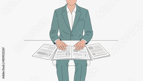 professional businessperson reviewing documents at desk in a modern office setting