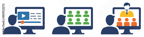 webinar icon set for online meeting