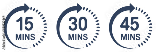 minute timer icon set with intervals