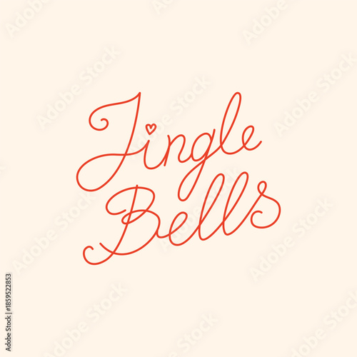 Jingle bells handwritten lettering. Hand drawn vector calligraphic quote. Winter christmas holiday phrase