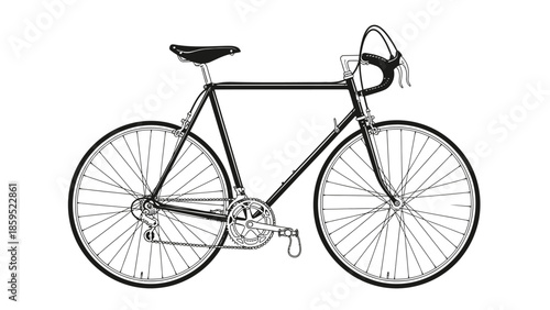 Detailed Classic Road Bicycle with Spokes and Gears, in bright studio.