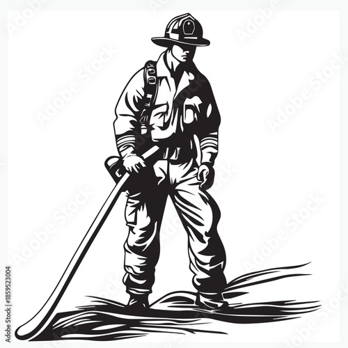 vector illustration of a man with a hose