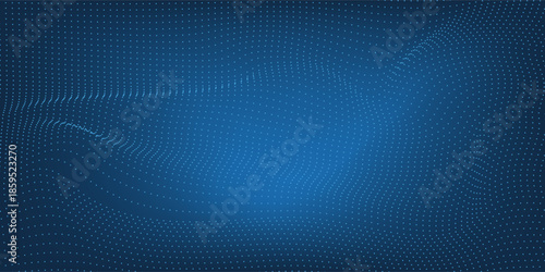 Dark blue halftone dotted abstract background, big data pattern, technology or futuristic visualization, waveform dot texture, music backdrop. ,Beautiful movement with glowing blurred particles.