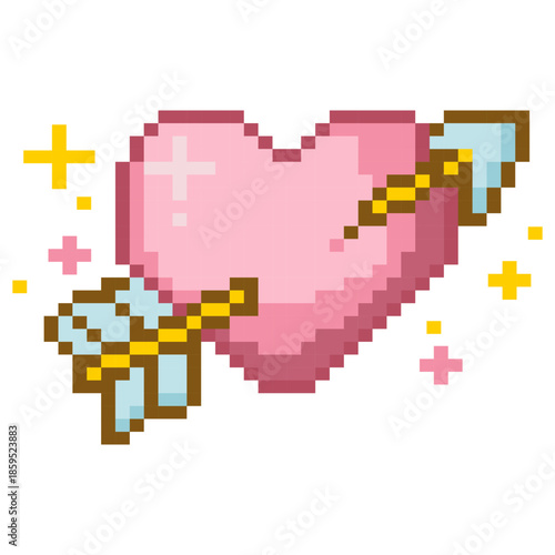 Pixel Heart Arrow Valentine Love