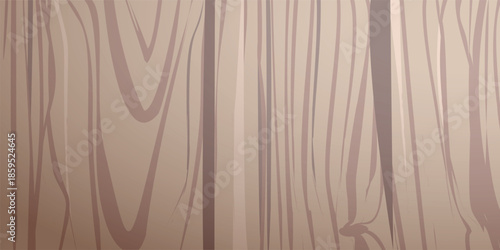 Brown wood texture vector background featuring a striped wallpaper pattern with light lines and a red stage curtain design for an artistic theater backdrop style illustration