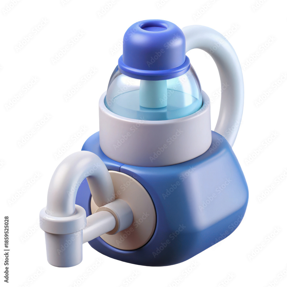 Fototapeta premium Detailed 3d render of a blue and white nebulizer machine for medical use product showcase transparent background