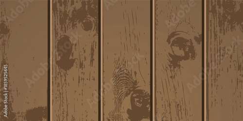 Vintage brown hardwood timber planks with a natural grain pattern create a rough textured surface for an old wooden wall or floor material design