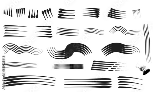 Brush stroke variations isolated on white background