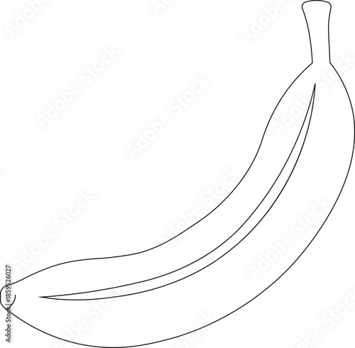 Banana A simple line illustration of a ripe banana, showcasing its iconic shape.