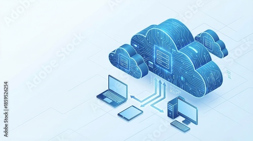 Wallpaper Mural Cloud computing concept with devices and circuit board technology laptop Torontodigital.ca