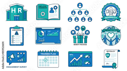 Human resources icons for business and company management