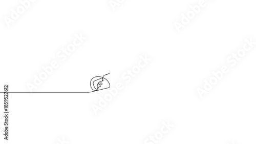 Continuous line praying prostration animation. One line sujud worship and devotion symbol on clean white background