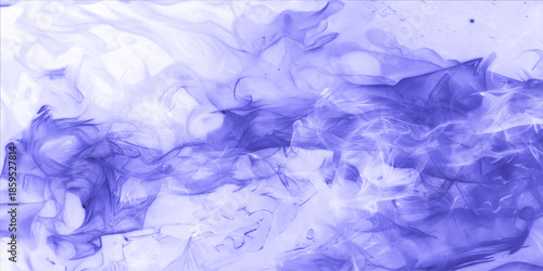 Abstract blue smoke patterns create a frozen crystal texture on a white backdrop with cold winter light reflecting off a blue ice surface design