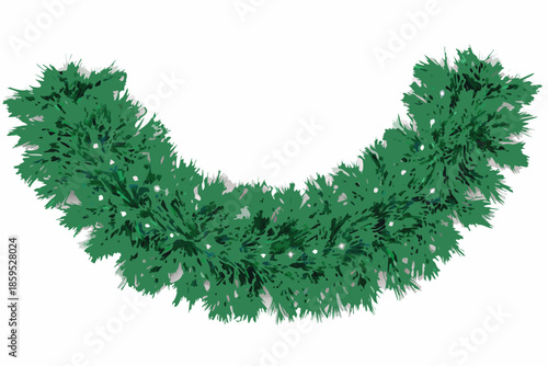 A vibrant green garland with delicate white lights ready for festive decoration