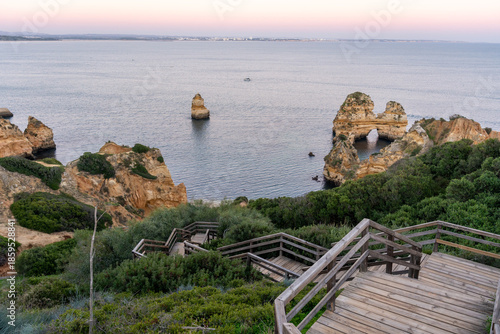 Landscape with Praia do Camilo, famous beach in Algarve, Portugal